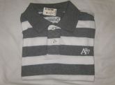 CAMISA POLO AEROPOSTALE CINZA E BRANCO TAM.G